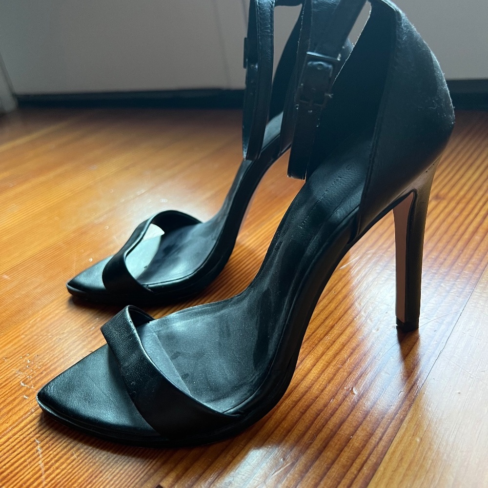 Brand new black heels with ankle strap